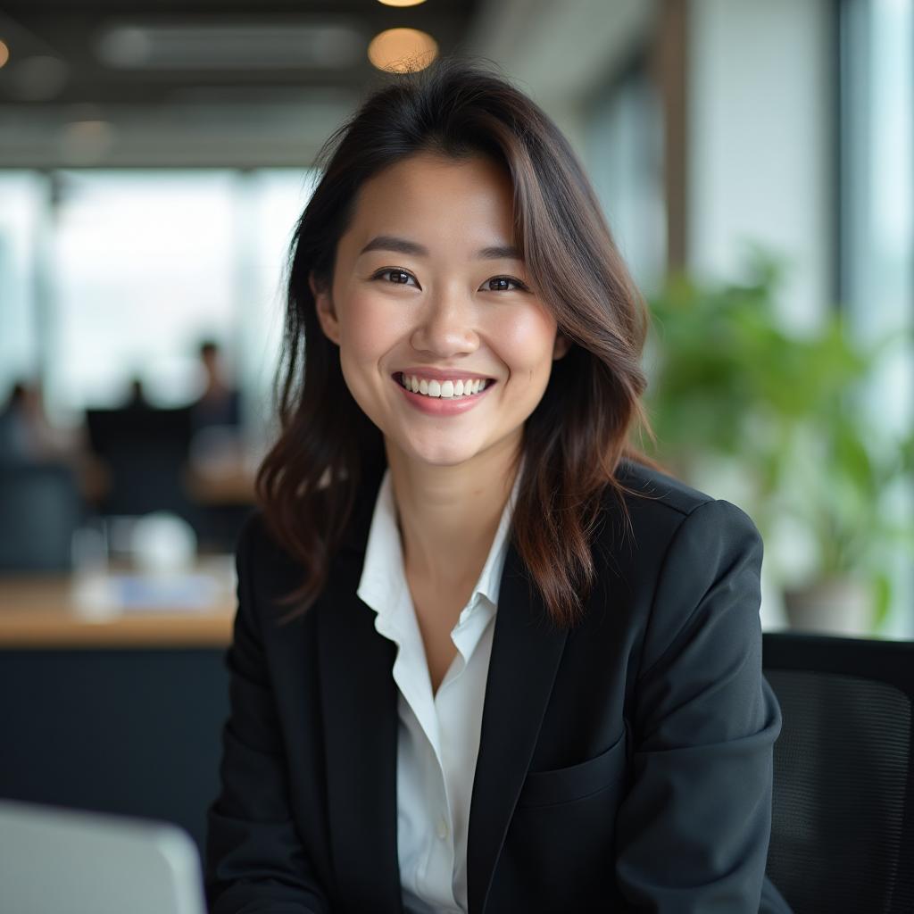 Happy professional woman in modern office environment